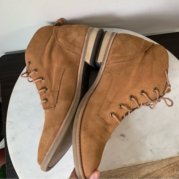 DIBA TRUE Leather booties chestnut Suede lace up chunky ankle boot 10 - Picture 5 of 16